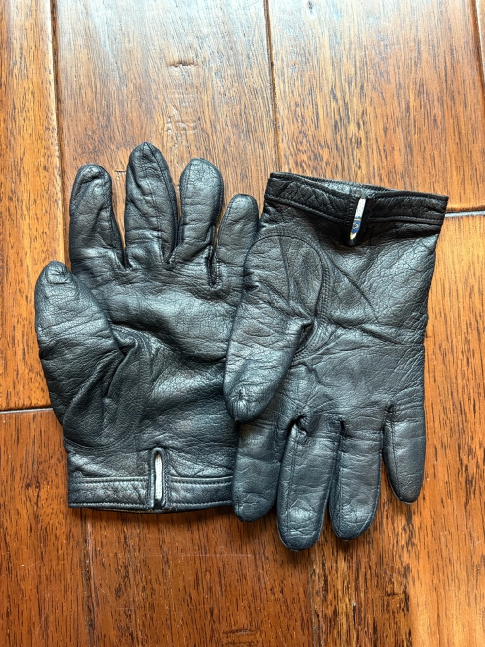Vintage Gant Lauret Black Leather and Cashmere Gloves Size 7 3/4 Made in France